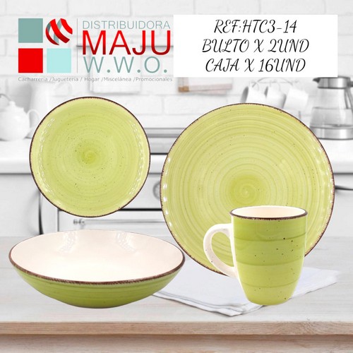 Vajilla De 16 Pcs 4 Puestos Color (Verde A