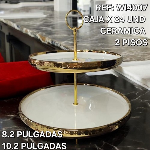 Bandeja Presentacion Ceramica Dos Pisos Bo