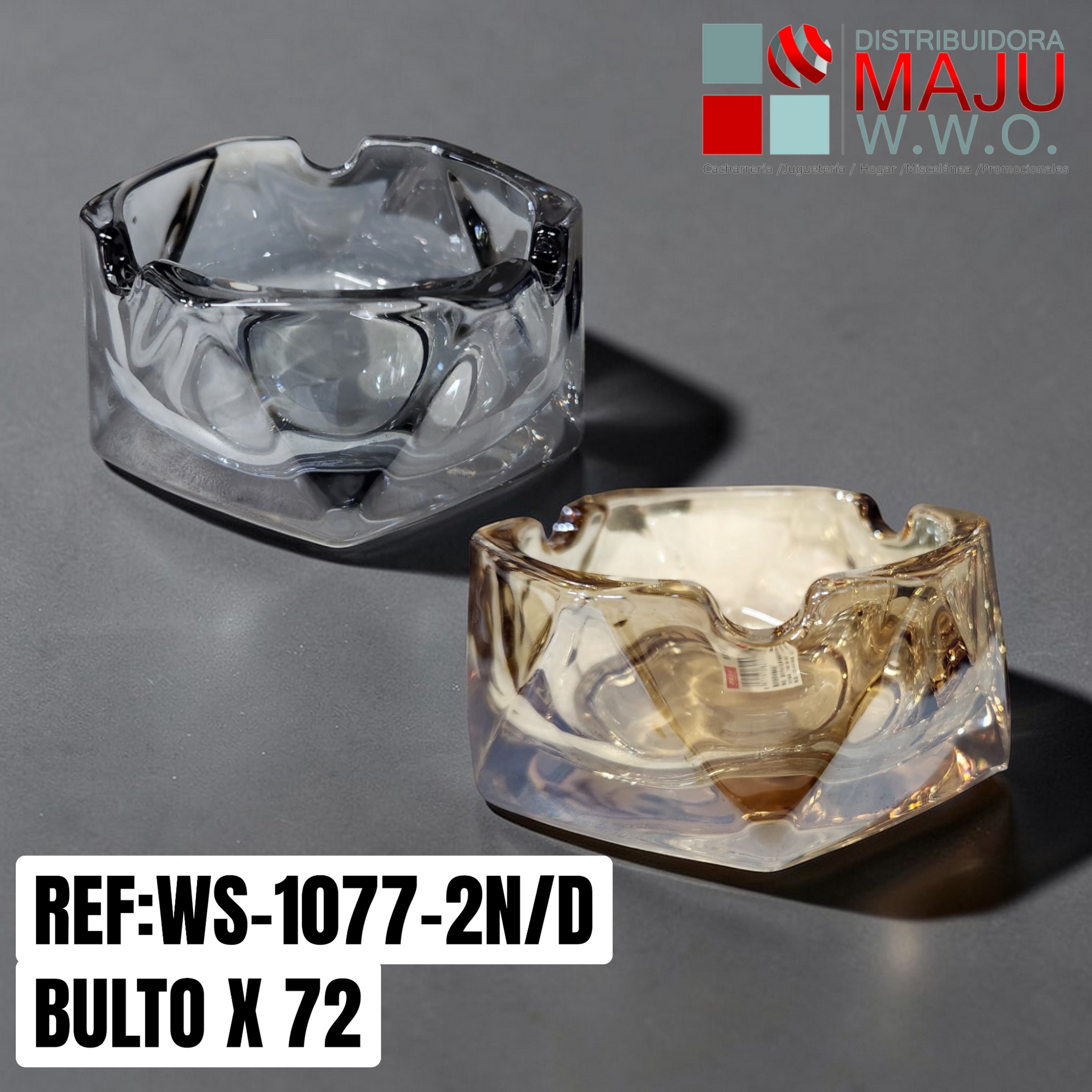 Ws-1077-2N/D-Cenicero En Vidrio Hexagonal De 90Ml