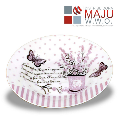 Plato Ceramico Mensaje Y Mariposas 20Cmx3.8