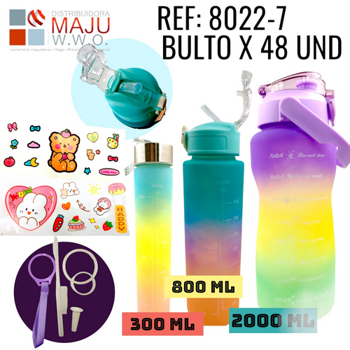 8022-7 Botilo Tricolor X3 De 2000,800,300Ml {Do855