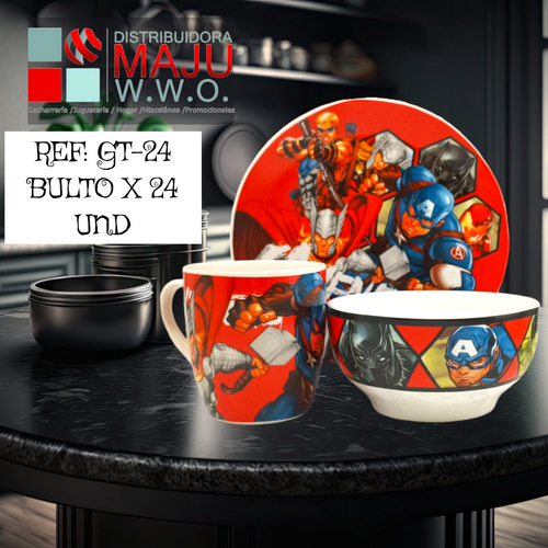 Gt-24 Vajilla Personaje Plato Pocillo Y Taza {Do85