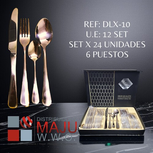 Juego De Cubiertos Bronce De 24Pcs X6 Puest