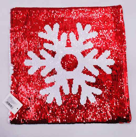 Cojin Navideño Con Lentejuelas Rojas Y Bl