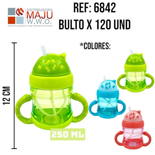 Vaso Pitillo Para Niño Con Asas Colores Vario