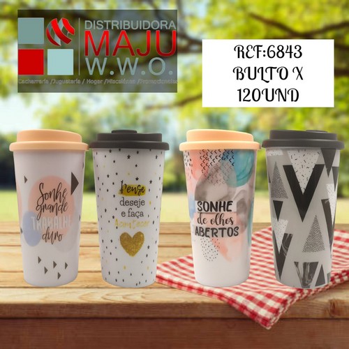 Vaso Pitillo Con Con Tapa Figuras Geometricas