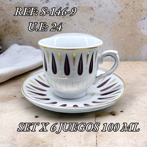 Plato Con Pocillo X 6 Diseño Vinotinto Dor