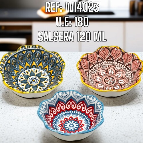 Salsera Ceramica Mandalas Borde Flor De 120