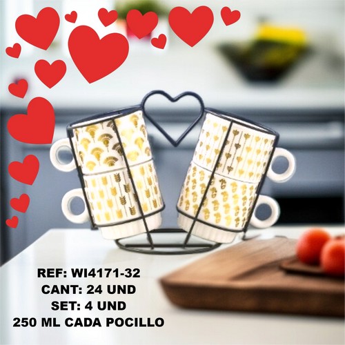 Wi4171-32 Set De Pocillo Corazon X 4 Und