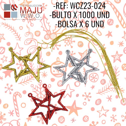 Wcz23-024 Miniestrellas Navideñas Para Colgar Esca