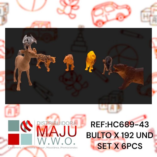 Hc689-43 Animales Salvajes Con Palma X6Pcs Chita,