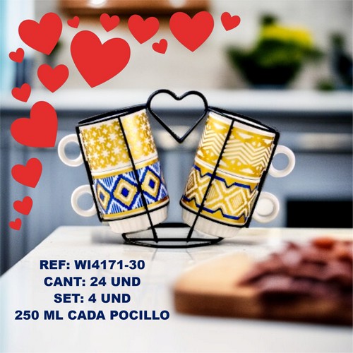 Wi4171-30 Set De Pocillo Corazon X 4 Und