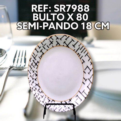 Plato Ceramica Semo Pando Borde Lineas 18Cm
