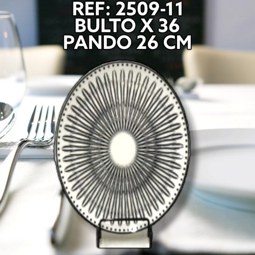 Plato De Ceramica Pando Con Diseño Llano B