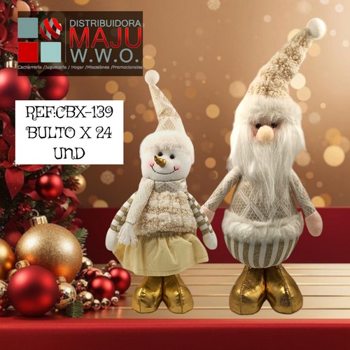 Muñeco Navidedño Blancos Dorados De 30Cm