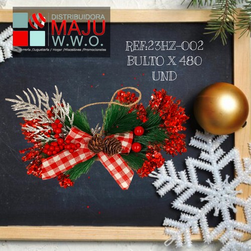 Corbatines Navideño Floral Piñas De 23Cm