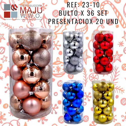 23-10 Bola Navideña En Tubo Grande Colores Mixta X