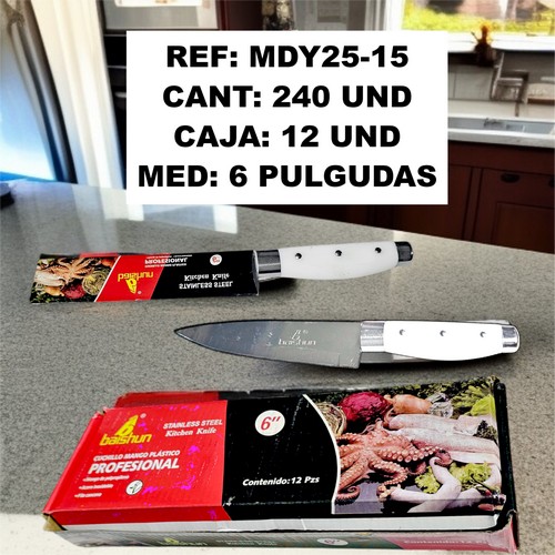 Mdy25-15 Cuchillo De Cocina Mango Blanco