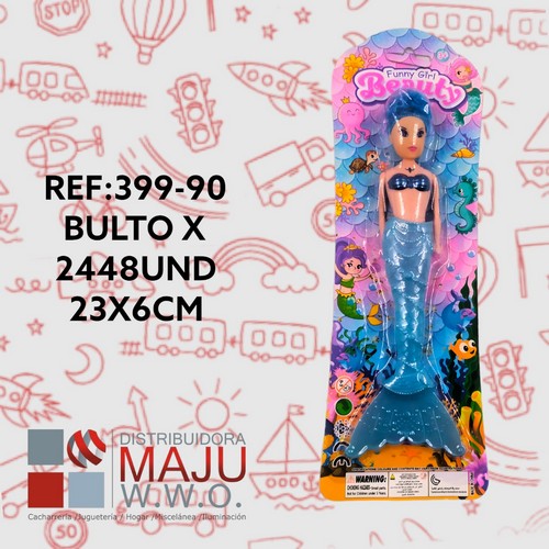 Muñeca Sirena En Blister Colores 23X6Cm {Do