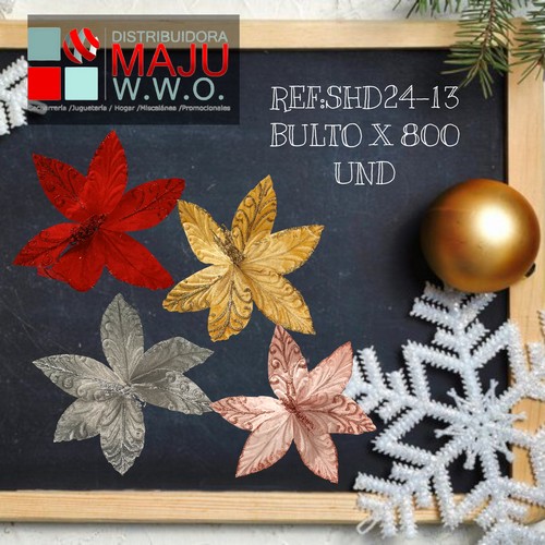 Flor Decoracion Navidad Grande Colores 40