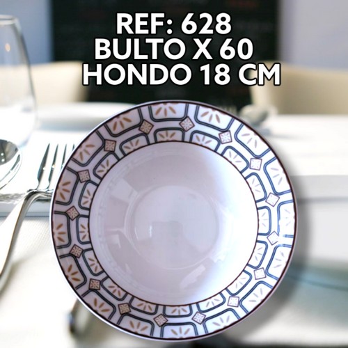 Plato Ceramica Hondo Borde Mosaico 18Cm