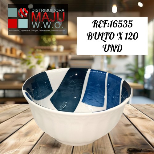 Tazon Ceramico Con Ondas Rectangulos De Colo