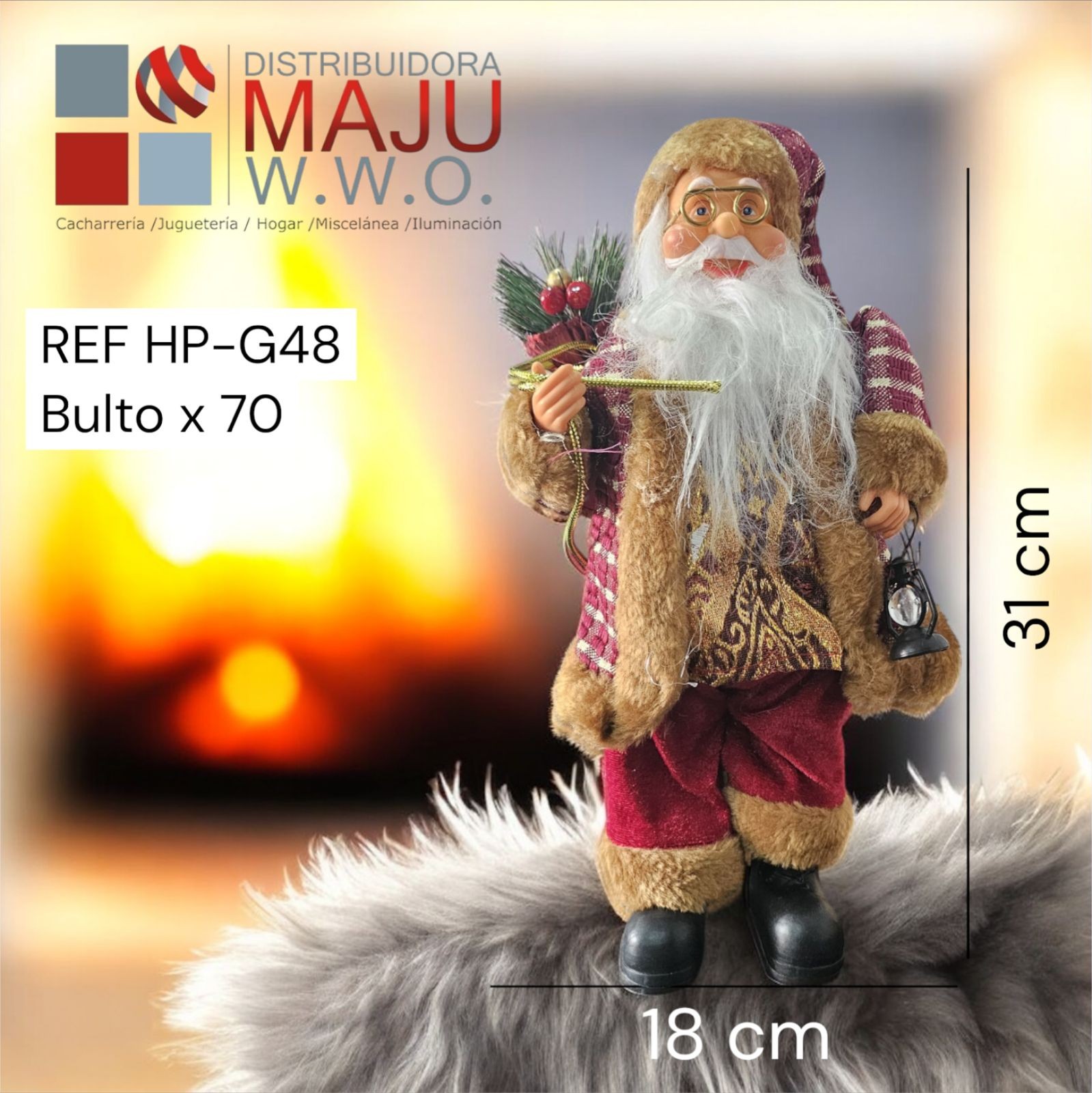Muñeco De Navidad Santa Claus Con Farol Ne