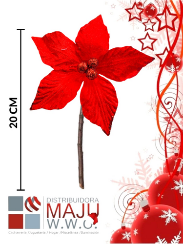 Flor De Navidad De 20X15Cm Rojo Y Dorado