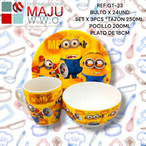 Gt-23-(Minion)Vajilla Infantil Con Estampados De 3