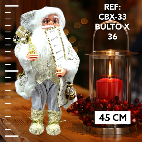 Papa Noel Vestido Blanco Con Dorado Y Con L