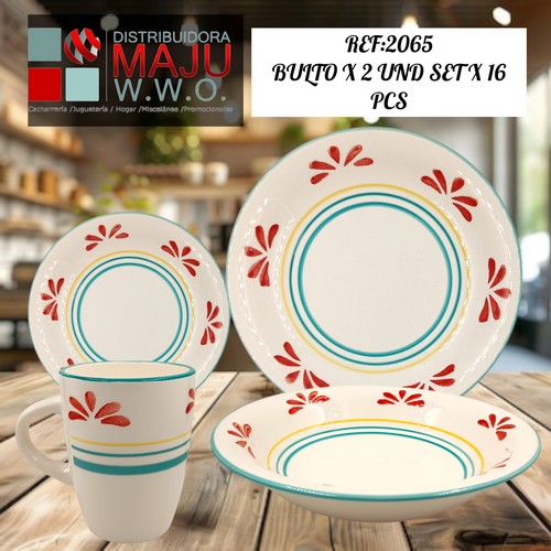 Vajilla Ceramica Artesanal Blanco Con Diseños