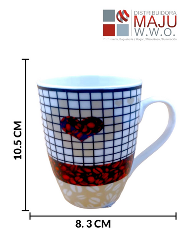 Fg-08 Pocillo Grande Ceramico Diseño Corazones De