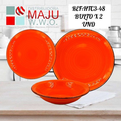 Vajilla De 18 Pcs Naranja (Sopero, Seco, P