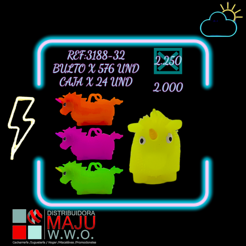 3188-32 Bolitron Con Luz Unicornio Colores Varios