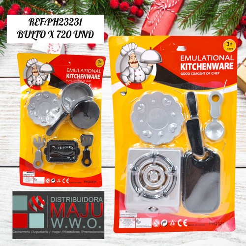 Set De Cocina Negro Gris En Blister