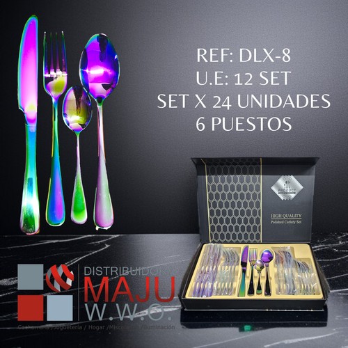 Juego De Cubiertos Tornasolado De 24Pcs X6 P