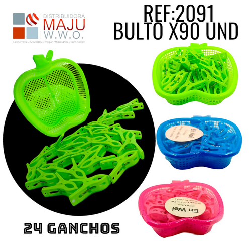 Ganchos De Ropa X24Pcs Con Recipiente De Manz