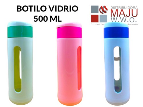 Botilo En Vidrio Con Protector Plastico Y Aga