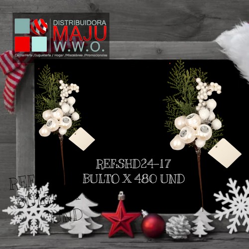 Pin Navideño Frutos Blancos X12Pcs 27Cm