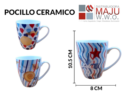 Nj-024 Pocillo Ceramico 8Cmx10.5Cm Diseños Mar