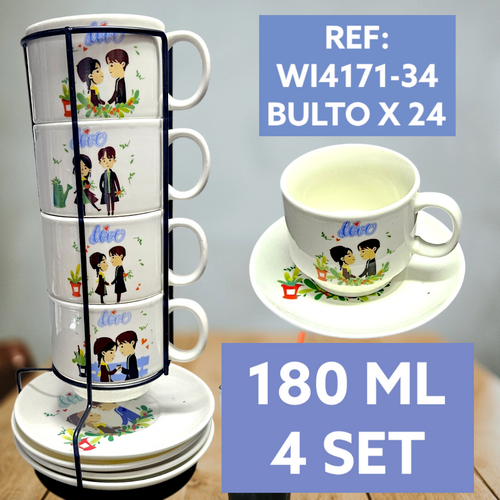 Setde Pocillo-Platos X 4 Amor 180Ml