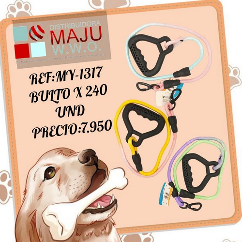 Lazo Para Mascota Agarradera Fina Colores