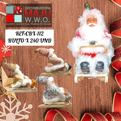 Papa Noel En Trineo Decorativo Bolsa X12Pc