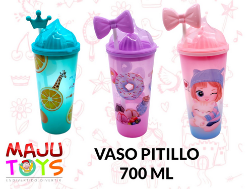 Vaso Pitillo Con Exprimidor Plastico Con Pe