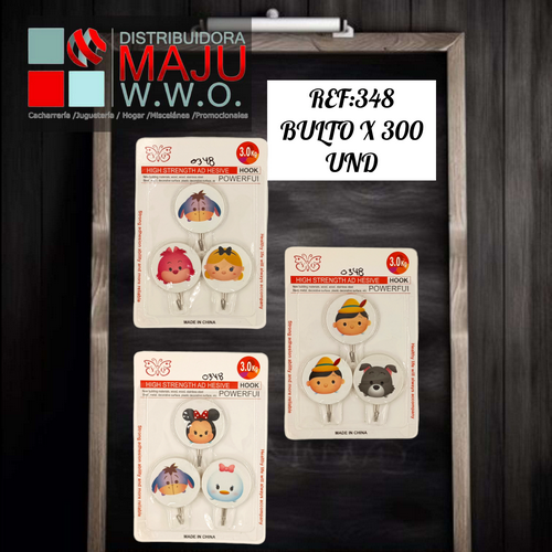 Gancho Adhesivo X 3 Diseño Caricatura Tierna