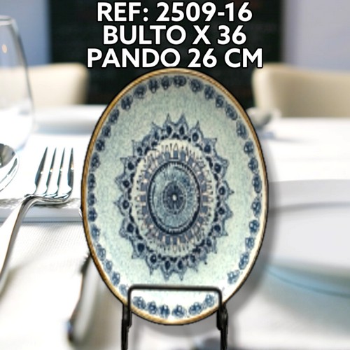 Plato Ceramico 26 Cm Decoracion Azul Mosa
