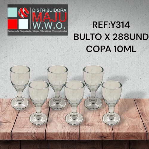 Mini Copa De Vidrio 10Ml Caja X 6Pcs Elegante