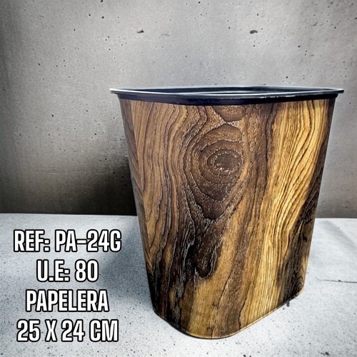 Papelera Rectangular Imiitacion Madera De 2