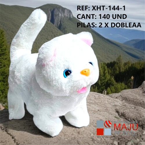 Xht-144-1 Gato Peluche Blanco Con Movim