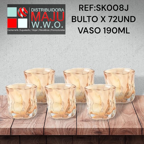 Caja Con 6 Vasos Dorado Derretidos En Vidri